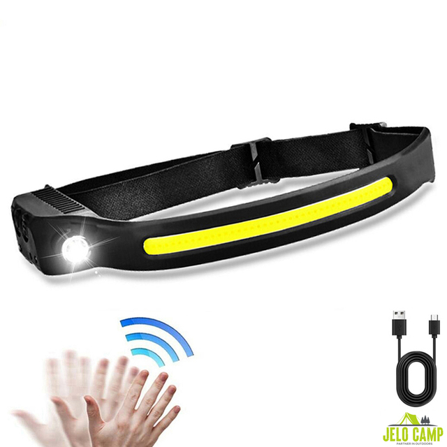Popular COB LED Head Torch Light Camping Gear USB Rechargeable Motion Sensor Headlight Comfortable Head Band Lamp