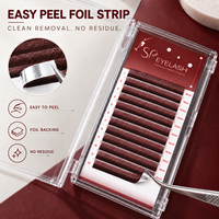 Bulu Mata Warna Burgundy Private Label, W Lash C D Curl Warna Merah Anggur, Bulu Mata Tipis 8mm-15mm, Pestaas Cilia YY, Perlengkapan Ekstensi Bulu Mata W Lash