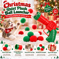Jouets pour chats en plastique édition limitée Noël, lanceur de balles pelucheuses interactif silencieux avec balles en peluche pour chats d'intérieur