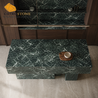 Buffet en marbre vert Alpi Cotrustone, meuble de rangement en pierre naturelle, taille personnalisée, style moderne pour maison, villa, hôtel