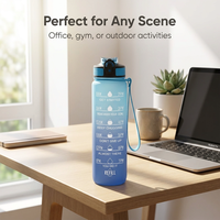 Bouteille d'eau de sport Tritan de 32 oz sans BPA, anti-fuite, douce au toucher, avec paille et marqueur de temps, idéale pour le sport et la randonnée en extérieur