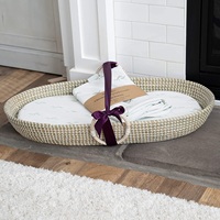 Panier de Moïse ovale personnalisé fait main en herbe de mer tressée naturelle de Chine avec matelas intégré pour bébé