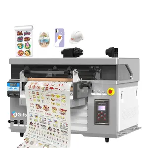 Giftec máquina UV dipresión numrique forma A2 proveedores UV DTF pegatina color impresora de inyección de tinta para botella de vidrio cubierta de teléfono impresión