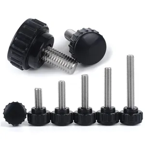 304 Stainless Steel M6 Round Head Handle Hand Screw Round Knurled Rubber Thumb Screw Plastic Tighten Bolt Nuts Knob