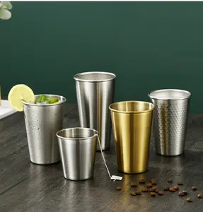 Custom Party Beer Stackable Single Wall Cup Metal Water Small Shot Drink Tumbler Glass Stainless Steel Cup