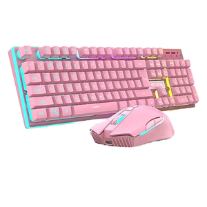 PCTENK XD10R Mini Teclado y Ratón Inalámbricos para Juegos, Retroiluminación RGB, 4800 DPI, Resistente al Agua, Ergonómico, Metálico, 8 Teclas de Acceso Rápido, para Portátil - Product Image 1