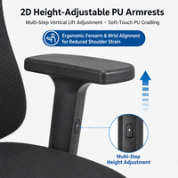 Chaise de bureau ergonomique à dossier haut en maille avec appui-tête, accoudoirs 2D, soutien lombaire réglable, chaises de travail pivotantes