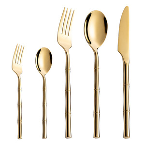 Couteau à steak en acier inoxydable 304 de haute qualité, <span class=keywords><strong>manche</strong></span> créatif en forme de <span class=keywords><strong>bambou</strong></span>, ensemble de <span class=keywords><strong>couverts</strong></span> fourchette et cuillère pour restaurant et hôtel - Product Image 6