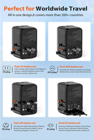 Adaptateur de voyage universel tout-en-un ultime avec chargeur rapide PD 70W, 3 ports Type-C/2 ports USB, ignifuge pour ordinateur portable, téléphone, appareil photo, écouteurs