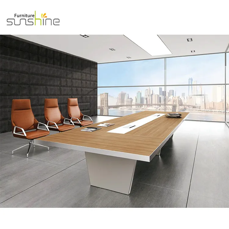 Mesa de conferência de madeira moderna, mesa de reunião de mesa de escritório mesa de reunião de móveis de escritório mesa com cadeiras