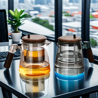 Ensemble thé et café en verre borosilicate de haute qualité, design moderne, infuseur interne tout en verre, séparation thé-eau, 600 ml avec poignée