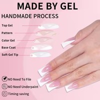 AILLSA OEM Faux Ongles Blancs Effet French Manucure Effilée, Couverture Complète en Acrylique Faits Main, 120 Pièces/Boîte avec Colle