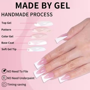 AILLSA OEM - <span class=keywords><strong>Uñas</strong></span> Acrílicas Hechas a Mano con Punta Francesa Cónica, Blancas, Cobertura Total, 120 Piezas/Caja con Pegamento - Product Image 2