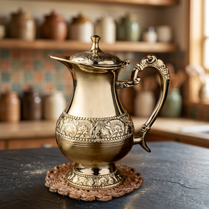 Vintage Brass Water Pot With Lid Metal Handle Decorative <b>Kettle</b> - Product Image 4