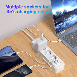 Phong cách Châu Âu 3-Way Power Strip hot-bán 2 <span class=keywords><strong>USB</strong></span> Loại C sạc mở rộng ổ cắm độc quyền cung cấp EU phích cắm & ổ cắm - Product Image 3