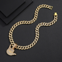 Collier cubain haut de gamme pour homme, serti de diamants, style vintage, tendance, bijoux hip-hop de marque avec pendentif gestuel 666, plaqué or
