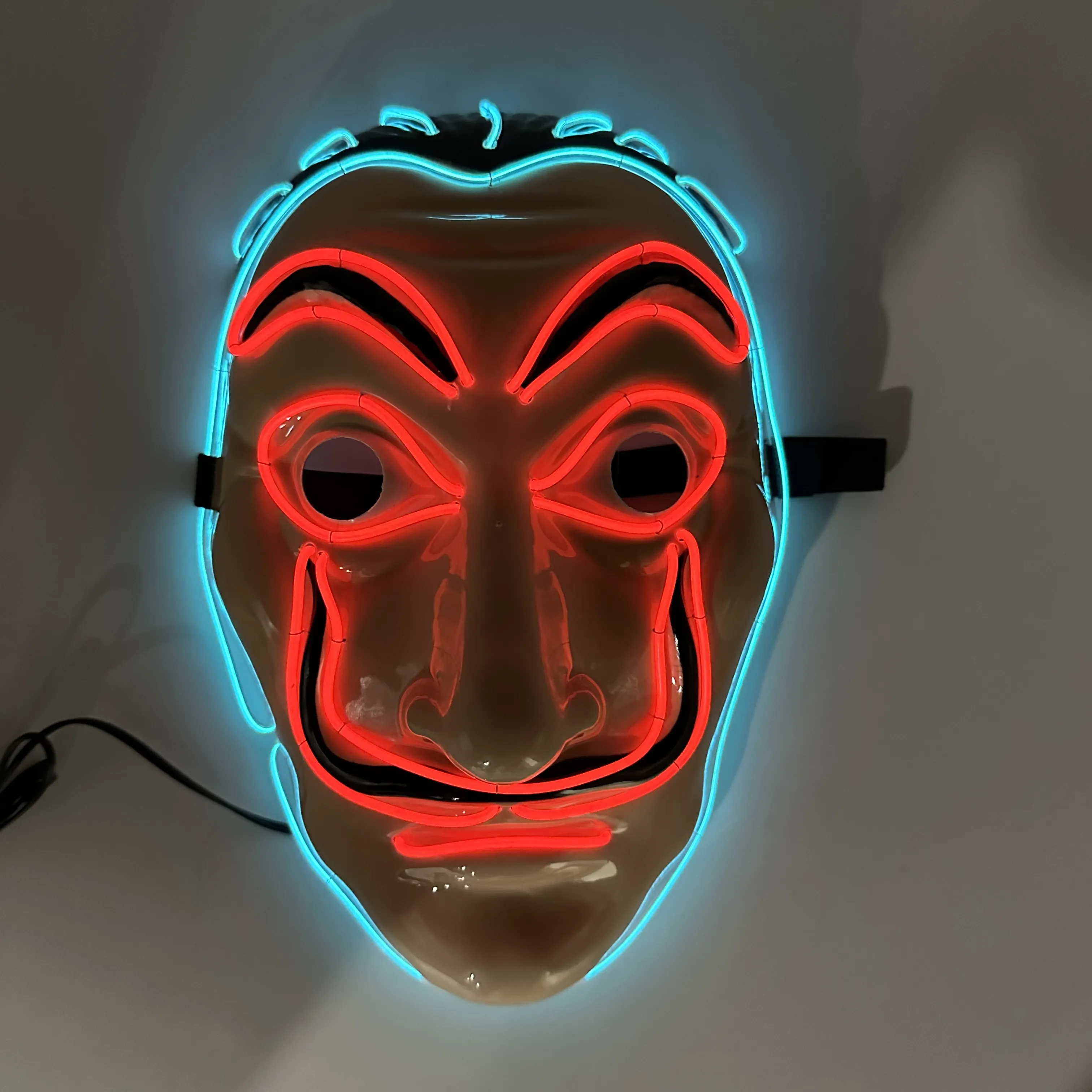 Yeni gelen Rave Glow fantezi parti eğlenceli renkli El tel aydınlık Cosplay LED Rave Cosplay cadılar bayramı maskesi