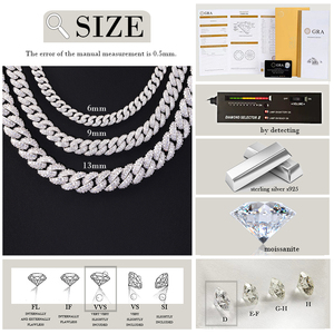 Hottest sale heavy diamond <b>iced</b> <b>out</b> <b>chain</b> VVS moissanite Pass diamond tester GRA certificate Gold plated 925 sterling sliver - Product Image 6