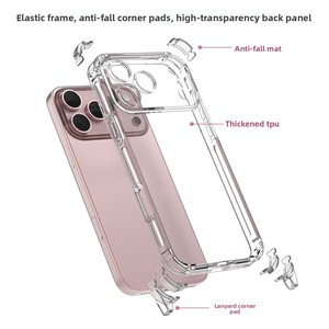 Custodia per Telefono Antiurto con Cordino Staccabile 2 in 1 in TPU PC Trasparente per <span class=keywords><strong>iPhone</strong></span> Serie 17 16 15 <span class=keywords><strong>14</strong></span> 13 con <span class=keywords><strong>Protezione</strong></span> Completa della <span class=keywords><strong>Fotocamera</strong></span> - Product Image 1