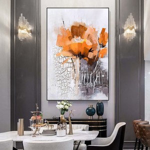 Abstract Floral Oil Painting Metal Frame Vertical Wall <b>Art</b> For Living Room Entryway Decor - Product Image 4