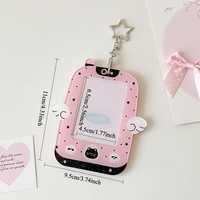 Porte-clés en acrylique transparent pour photocarte, avec décor aile et forme de téléphone, étui pour cartes de collection Kpop Idol, breloque, cadeaux pour filles
