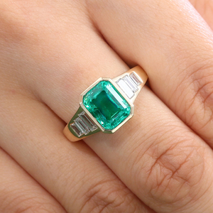 Anillo Grande de Moda para <span class=keywords><strong>Hombre</strong></span> PROVENCE, Joyería Fina, Anillo de Oro Real de 14k con Esmeralda de Laboratorio, Anillo de Moissanita Blanca, Anillo de Piedras Preciosas de Laboratorio para Uso Diario - Product Image 3