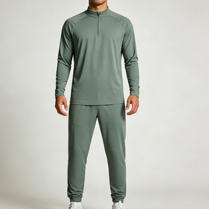 Conjunto Deportivo para Hombre, Estilo Urbano, Transpirable, Color Sólido, para Gimnasio, Correr, con Media Cremallera, Talla Grande, Secado Rápido, Informal - Product Image 1