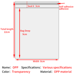 Chất lượng cao thân thiện với môi nhựa trong suốt OPP đóng gói túi cho bao bì 8*9 + 3cm, một thùng carton của 100 cái - Product Image 6