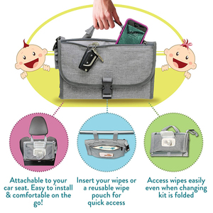 Kit da Viaggio Impermeabile per Neonati, Organizzatore <span class=keywords><strong>Portatile</strong></span> per Pannolini con Tasca Intelligente per Salviette e Materassino per il Cambio - Product Image 4