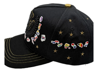 Topi Bisbol Bordir Peta Bendera Multi-Negara Logo W Berhias Berlian Imitasi, Topi Hard Crown Hitam Cup 2026, Bintang Emas, Grosir