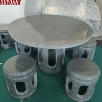 Table-banc en pierre de granit naturel de style chinois pour hôtel, villa, jardin, parc, zones de repas - Design moderne, respectueux de l'environnement