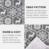 Couverture en jacquard à flocons de neige réversible, épaisse et douce, couverture en sherpa confortable pour l'hiver, idéale pour Noël