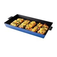 Plaque d'affichage de couleur de buffet de plateau de nourriture d'acier inoxydable bleu. Plateau antiadhésif pour l'hôtel, le restaurant, le Hotpot, le BBQ, l'utilisation de traiteur de banquet