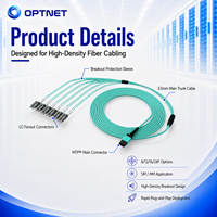 Cable de Conexión Óptica Multimodo MPO-MPO de 12 Hilos con Núcleo Visible Aqua Protruding Key B para Cable de Conexión con Cubierta LSZH