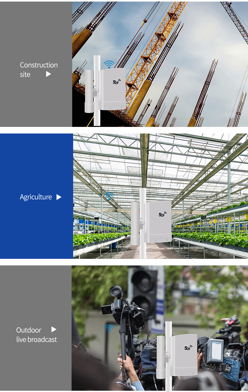 कृषि के लिए सफेद 117Mmx117Mmx180Mm 5G CPE वायरलेस आउटडोर राउटर 15