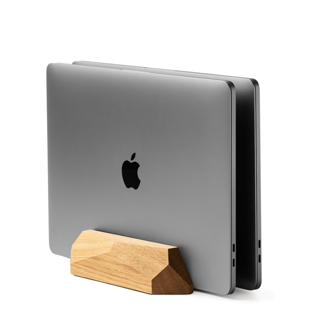 Adjustable Wooden Vertical Dual Laptop Stand Holder Wood Macbook Double Dock Stands Holders for Home Office Desk Organizer
