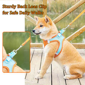 Famicheer baskı kendi hiçbir çekme mavi ve altın köpek koşum ayarlanabilir özel açık ayarlanabilir köpek evcil hayvan koşumu - Product Image 6