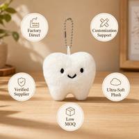 Porte-clés en tissu fait main, dent en peluche blanche, mignon, souriant, breloque de sac, pendentif dentaire doux, cadeau pour dentiste