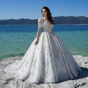 Vestido de Novia de Lujo Gt26010, Estilo Moderno Vintage, Vestido de Princesa con Falda de Tul, Diseño Simple sin Tirantes, con Lentejuelas, Cuentas y Flores de Encaje, Jancember - Product Image 1