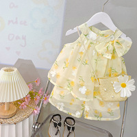 Vêtements d'été pour filles, hauts et shorts imprimés fleurs, ensembles de vêtements pour bébés, 2 pièces