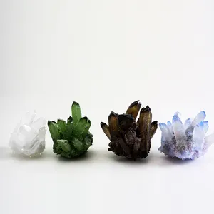 Wholesale Natural Green Large Reiki Rock Angel Phantom Smoky Clear Quartz Crystal Cluster