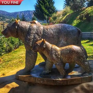 YOUFINE Statue de Famille d'Ours en Bronze, Mère Ours avec <span class=keywords><strong>Deux</strong></span> Ourssons Grimpants, pour Décoration Thème Zoo et Faune Sauvage - Product Image 6