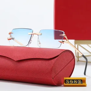 Lunettes de soleil de créateur, sport, homme, femme, monture dorée et argentée, sans monture, métal, rondes, ovales, verres transparents, lunettes de soleil tendance - Product Image 2