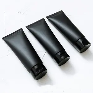 OEM Custom Empty 30ml 50ml 100ml 150ml Black Plastic Tube Flip Top Cap Face Wash Cream Soft Tubes Packaging For Cosmetics