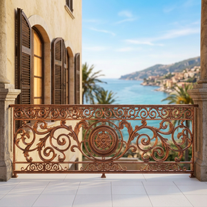 Rampe de balcon traditionnelle en fer forgé, main courante décorative en fonte, tube décoratif résistant à la rouille pour jardin, hôtel, villa - Product Image 1