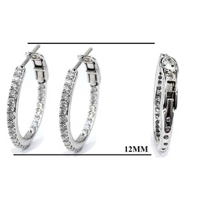 Bijouterie en gros Design élégant Top qualité 18k solide or blanc véritable diamant rond détaillé boucles d'oreilles créoles pour breloques - Product Image 2