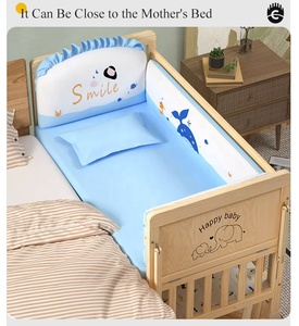 Lit bébé en bois à hauteur réglable en 3 niveaux, anti-moustiques, avec fonction de rangement, vente chaude - Product Image 2