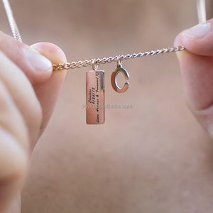 <span class=keywords><strong>Latitud</strong></span> <span class=keywords><strong>Longitud</strong></span> Coordenadas Ubicación Collar con encanto inicial Grabado personalizado Barra vertical Collar Colgante Hombres Cadena de bordillo - Product Image 2