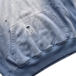 Sudaderas con Capucha Esenciales al por Mayor, Personalizadas, de Alta Calidad, Estilo Urbano, con Efecto Degradado Azul, Desgastadas, Oversize, Vintage, de Corte Cuadrado y Corto - Product Image 3