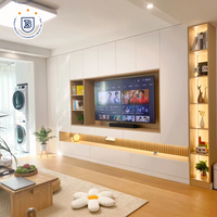 Meuble TV mural moderne haut de gamme en bois, console multimédia de luxe pour salon, meuble TV avec LED, fabriqué en Chine, OEM ODM